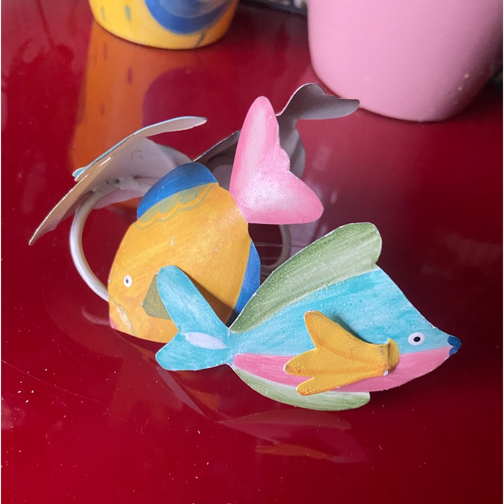 Metal Colorful Fish Napkin Holders 4pc.